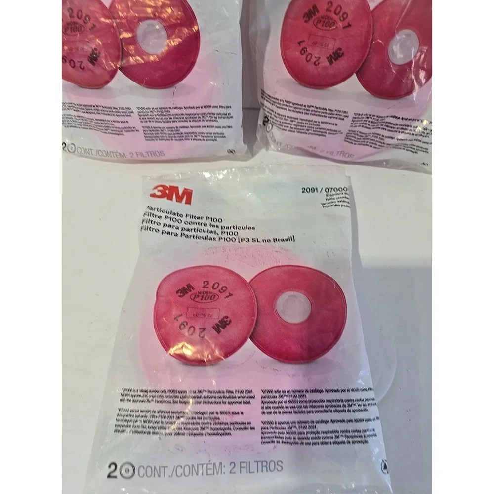 2091 Genuine 3M Respirator Filter Made in USA Particulate Filter P100 X3 Pair